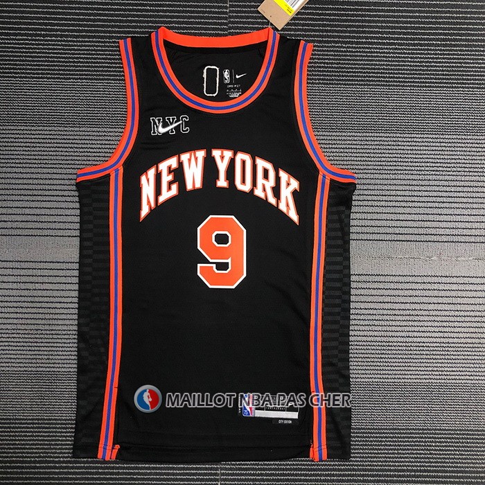Maillot New York Knicks Rj Barrett NO 9 Ville 2021-22 Noir
